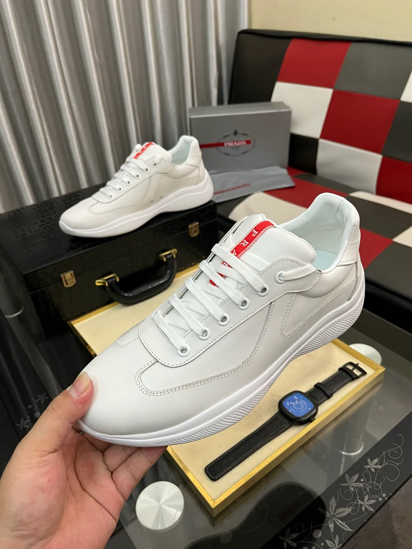 Men's shoes 💰400⌚️⌚️【PRADA】Prada casual shoes, originally developed 1:1, made of high-mercerized cowhide with imported cowhide, silk sheepskin lining, rubber outsole, comfortable and soft on the foot, size: 38-442️⃣Colors available